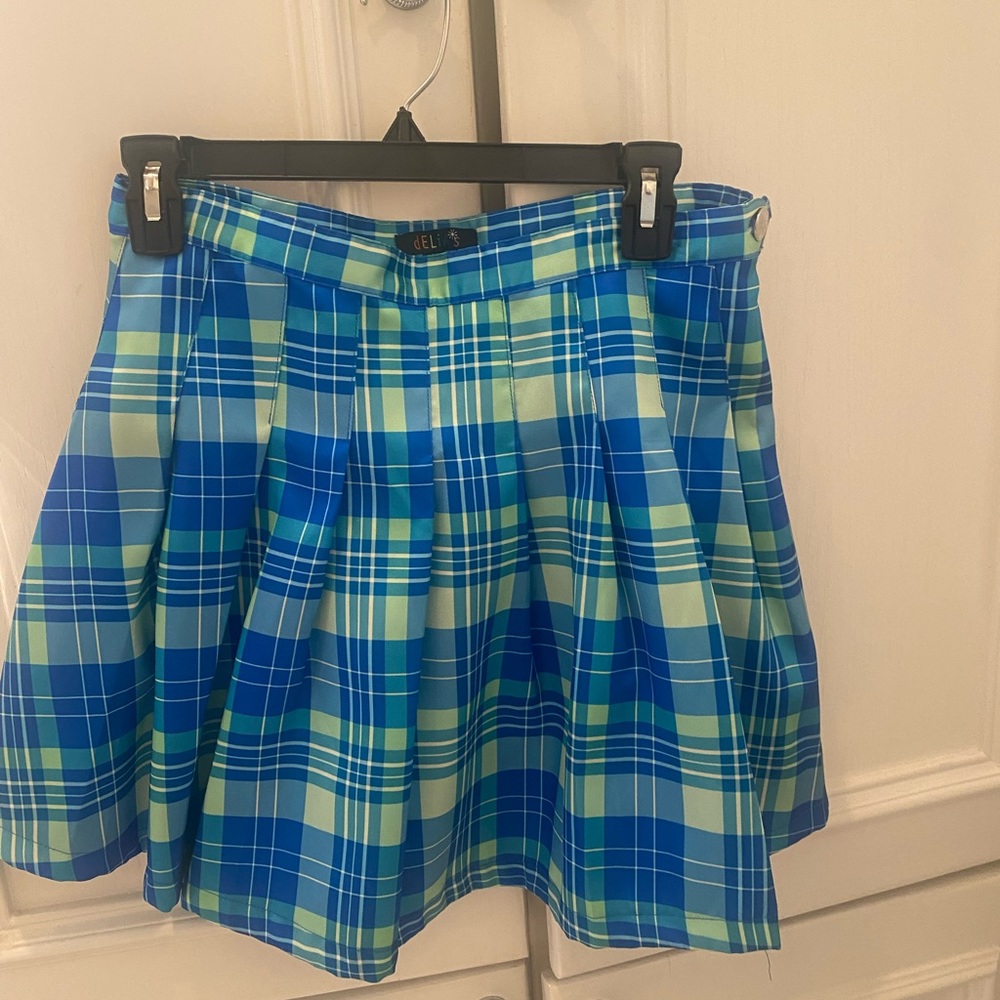 Dolls kill blue plaid skirt